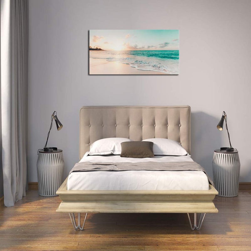 DZL Art S73850 Wall Art Canvas Prints Beach Sunset Ocean Waves Nature Pictures Painting Canvas Paintings Ready to Hang for Home Decorations Wall Decor - Image 2